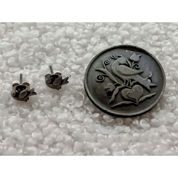 Vintage Torino Pewter Bird Brooch & Earrings Set - Picture 11 of 14